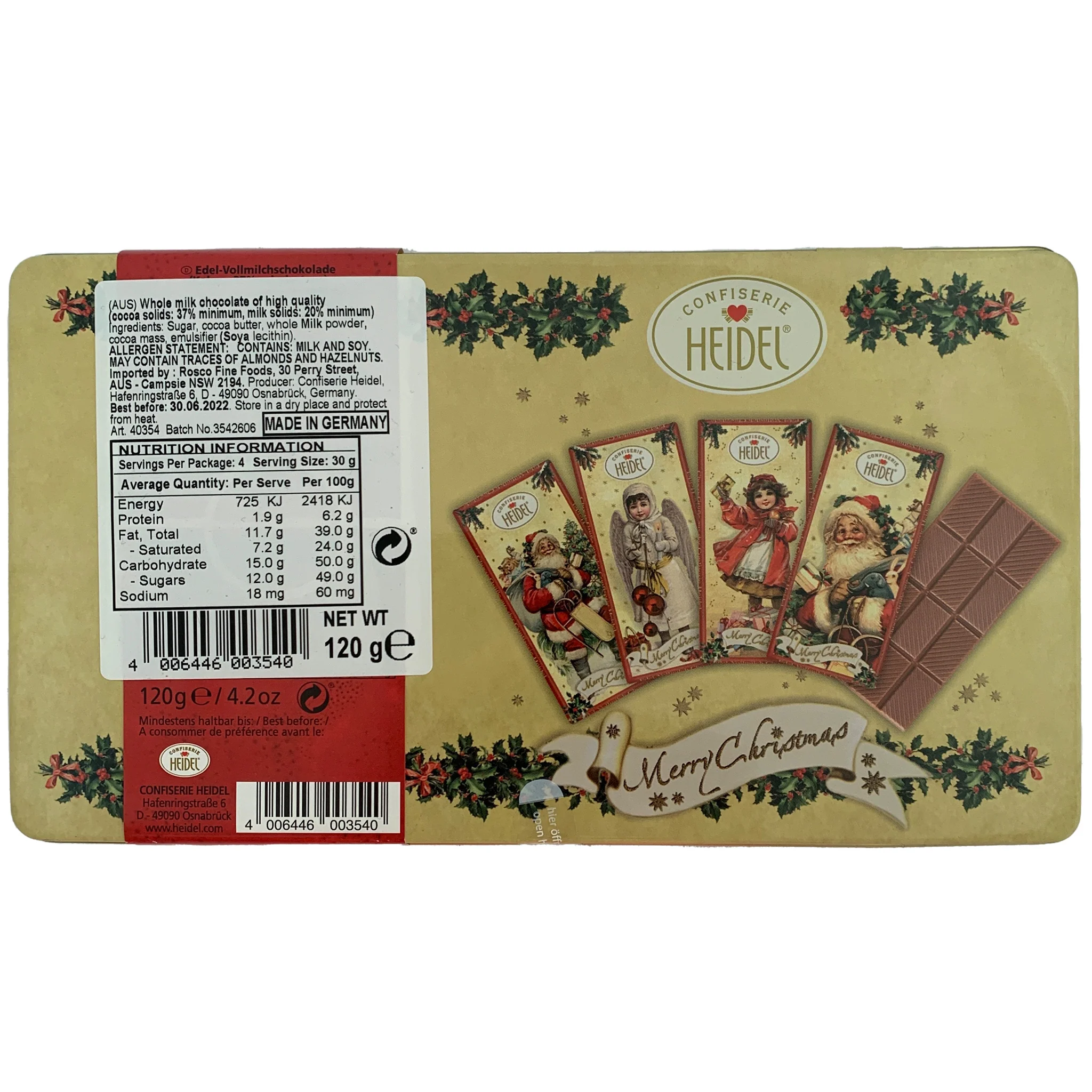 Confiserie Heidel Milk Chocolate Christmas Nostalgia Tin 120g - Image 2