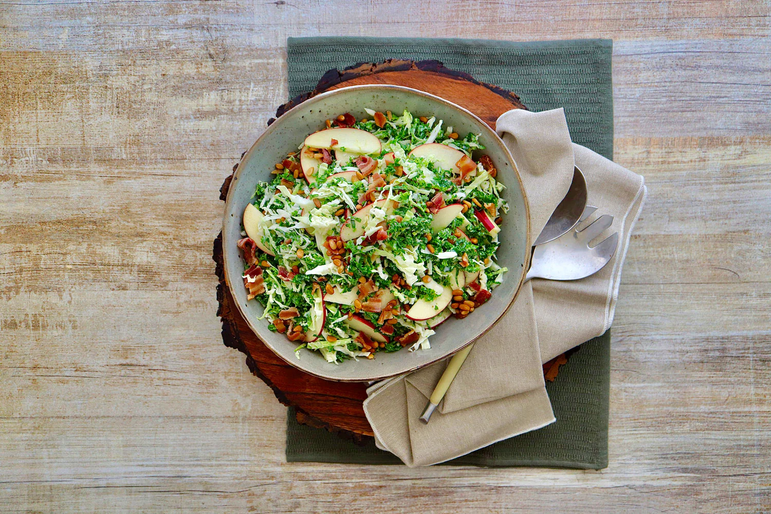 Crispy Bacon, Apple and Kale Slaw - with Yoghurt Ranch Dressing - Image 2