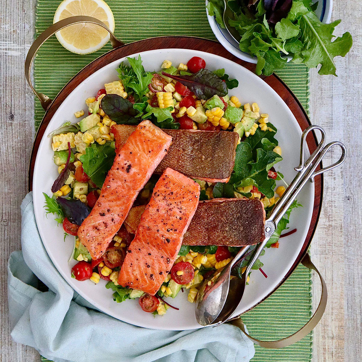 Crispy Ocean Trout - with Corn Avocado and Tomato Salad
