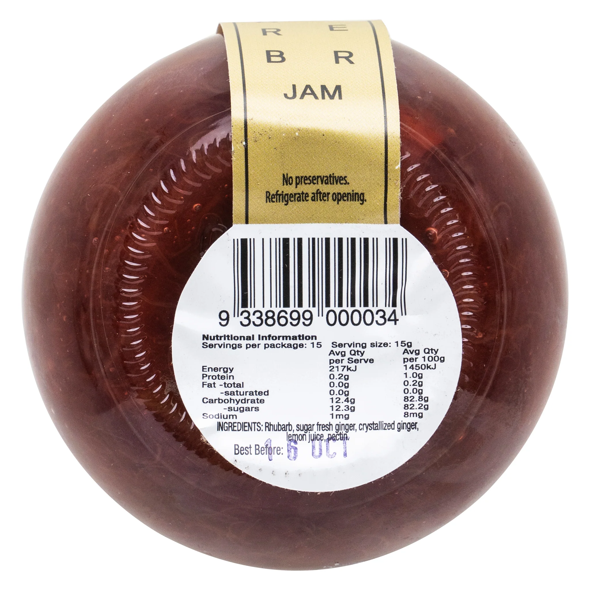 Cuttaway Creek Rhubarb and Ginger Jam 220g - Image 2