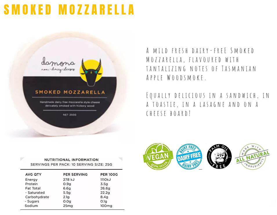 Damona Dairy-Free Cheeses Smoked Mozzarella 200g - Image 2