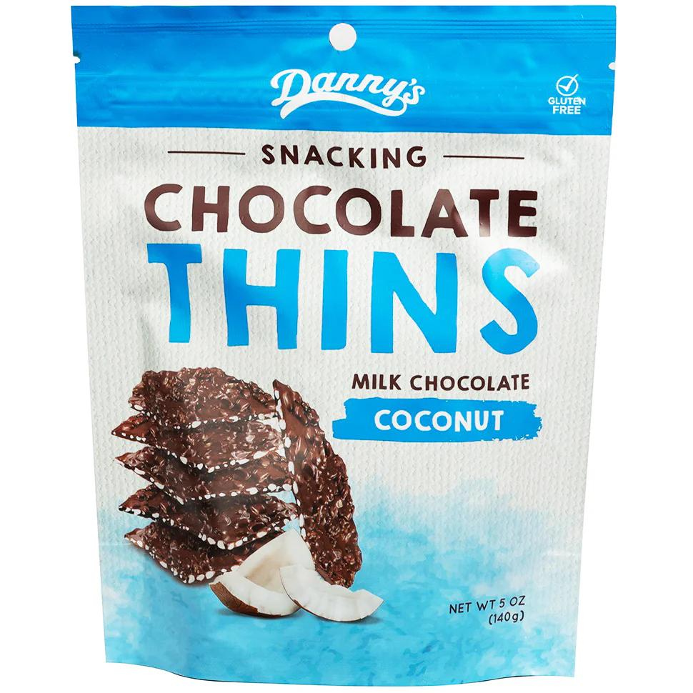 Danny's Chocolate Thins Milk Chocolate Coconut 140g - Image 2