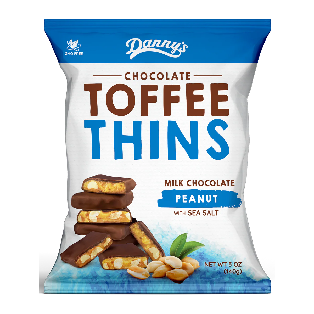 Danny's Toffee Thins Milk Chocolate Peanut Sea Salt 140g