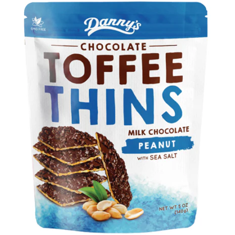 Danny's Toffee Thins Milk Chocolate Peanut Sea Salt 140g - Image 2