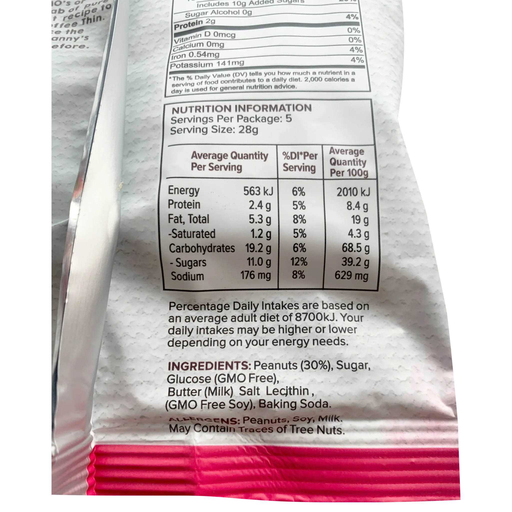 Danny's Toffee Thins Peanut and Sea Salt 140g - Image 3