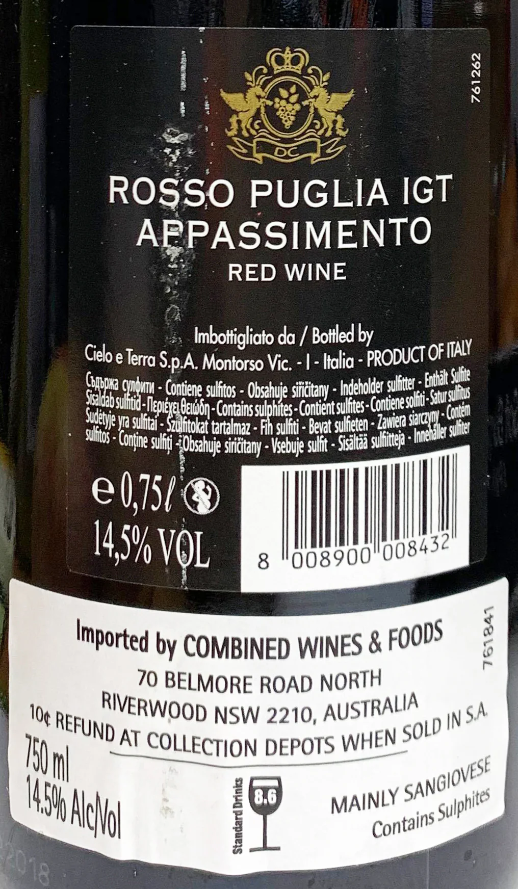 De Conti Red Wine Appassimento Italy 750ml - Image 2
