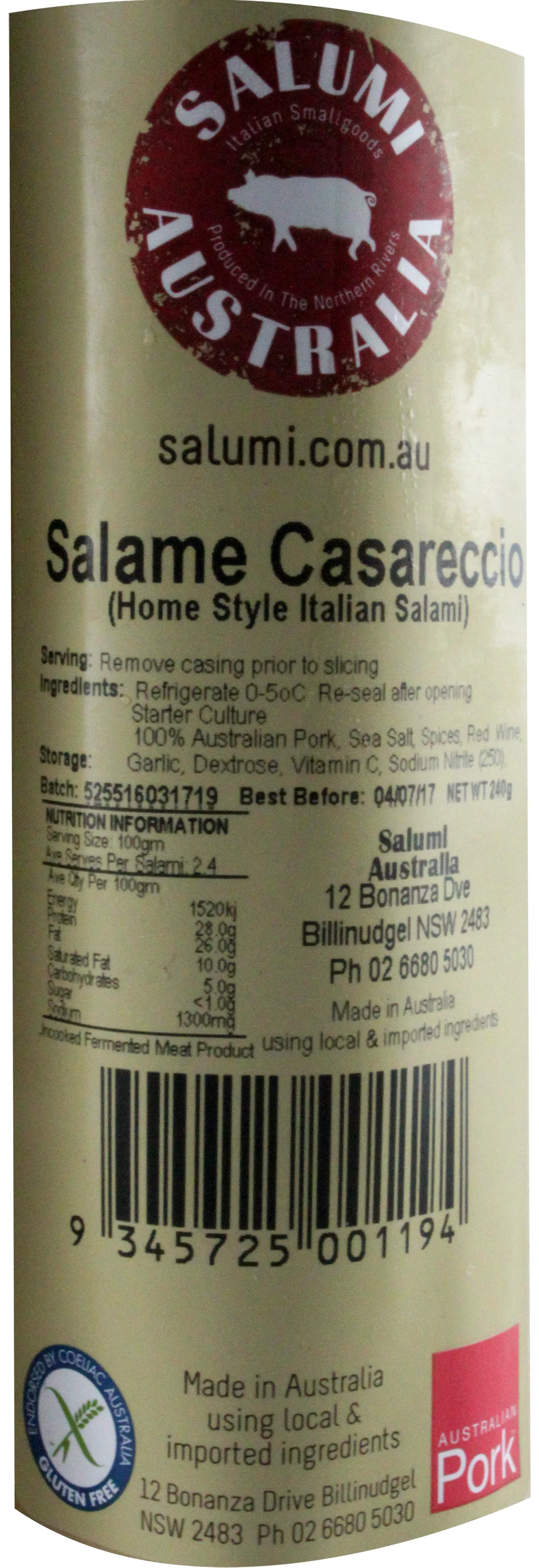 Salumi Salami Casareccio 240g - Image 2