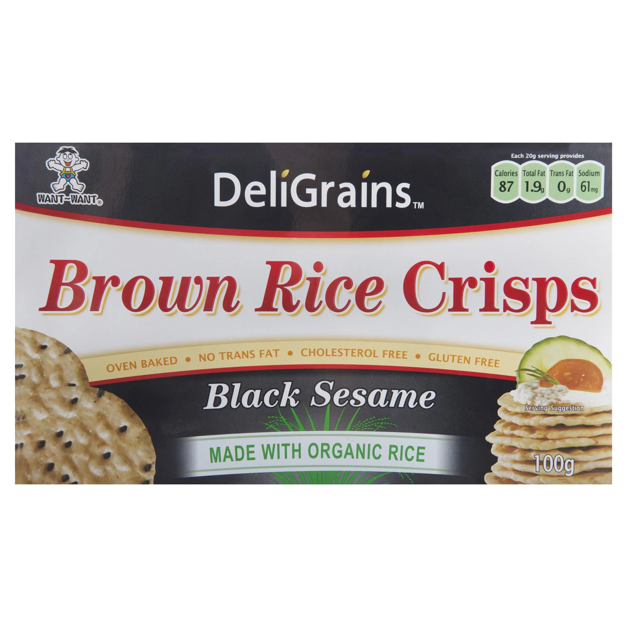 Deligrains Brown Rice Crisps Black Sesame 100g - Image 2