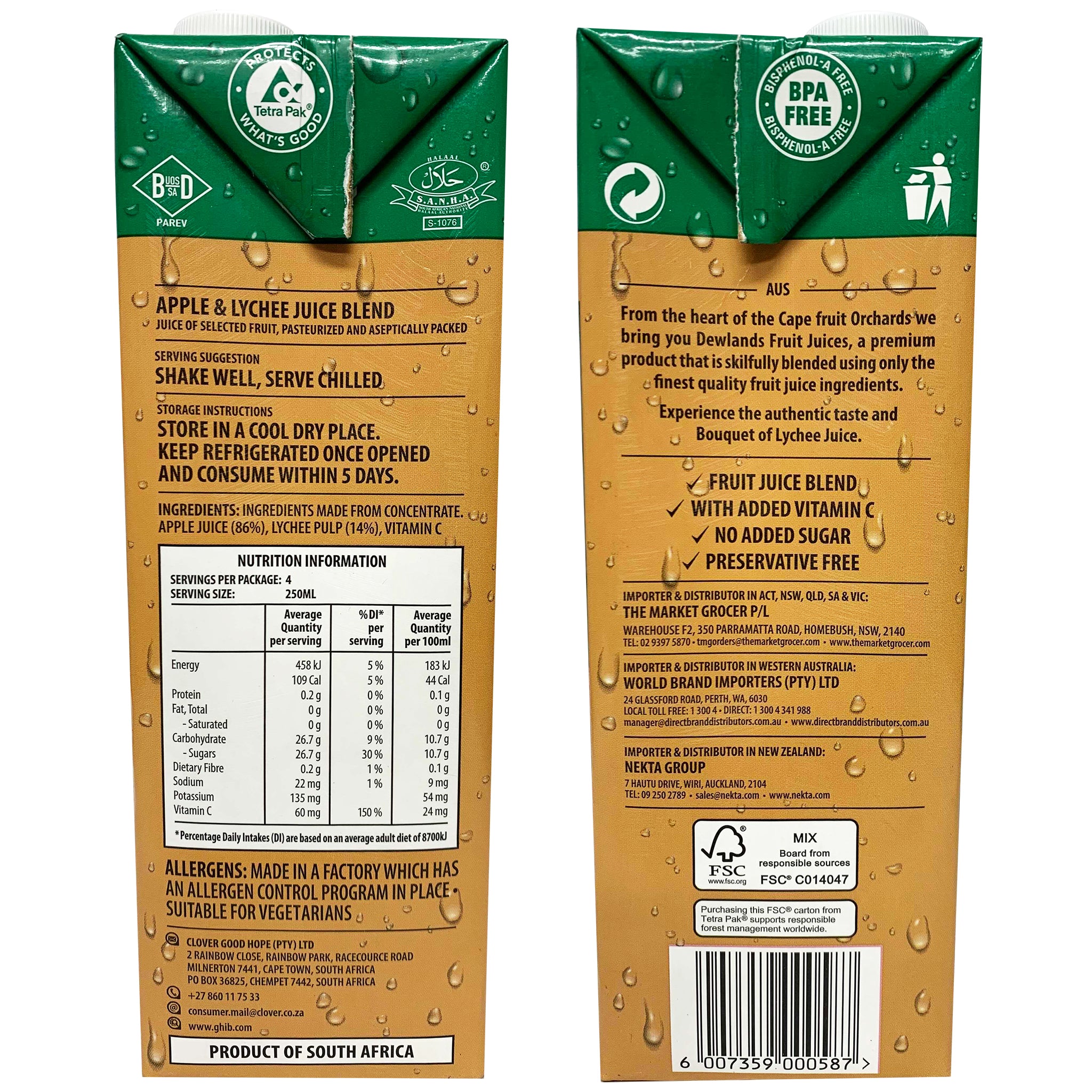 Dewlands Lychee Juice 1L - Image 2