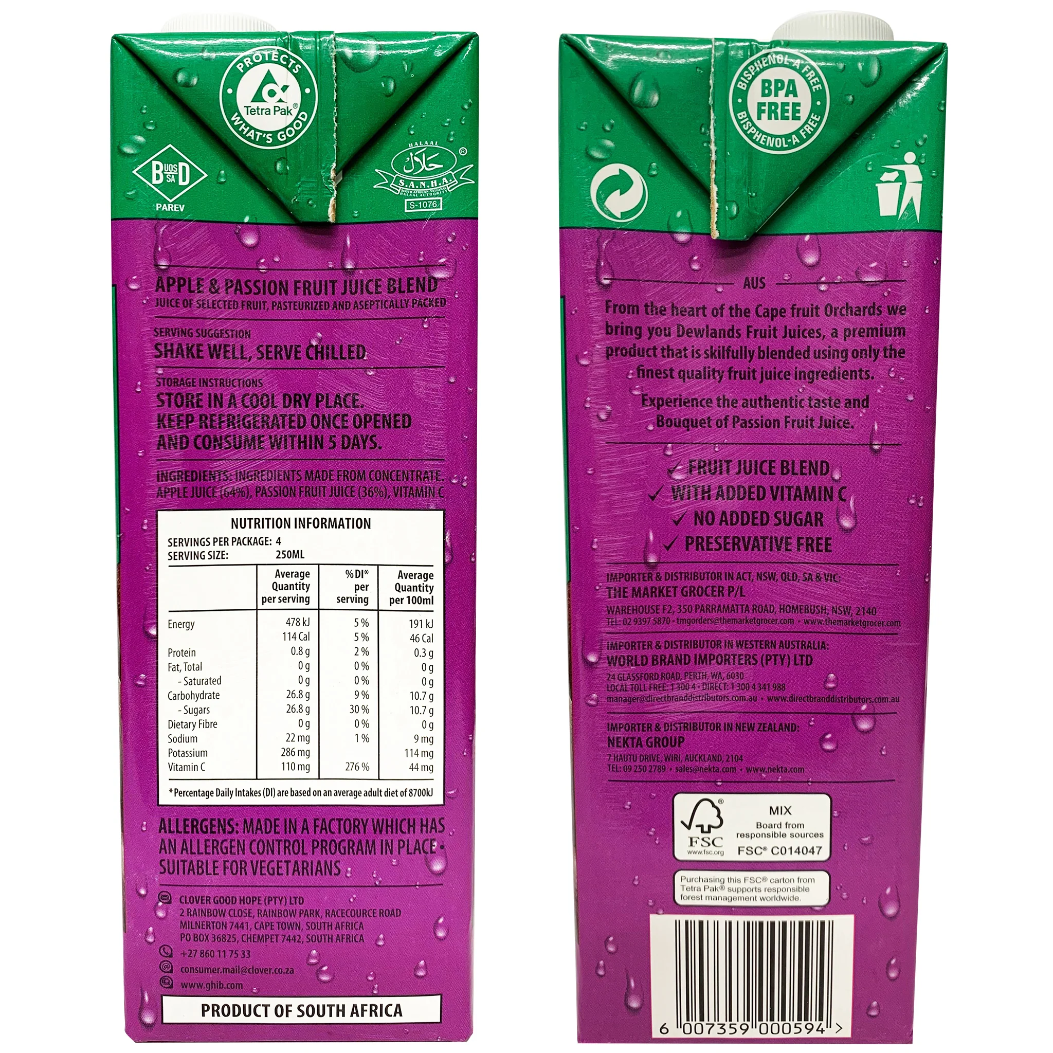 Dewlands Passionfruit Juice 1L - Image 2
