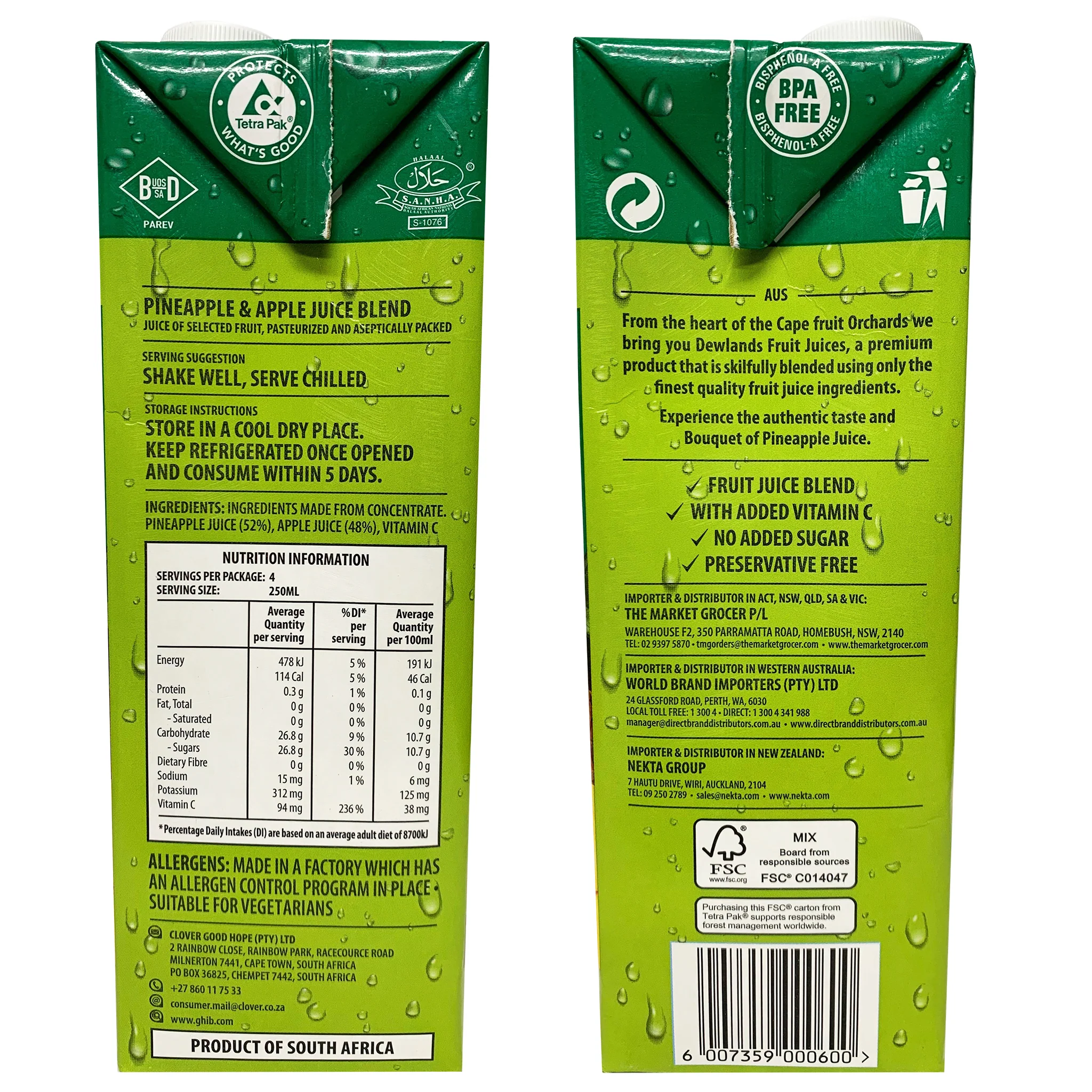 Dewlands Pineapple Juice 1L - Image 2