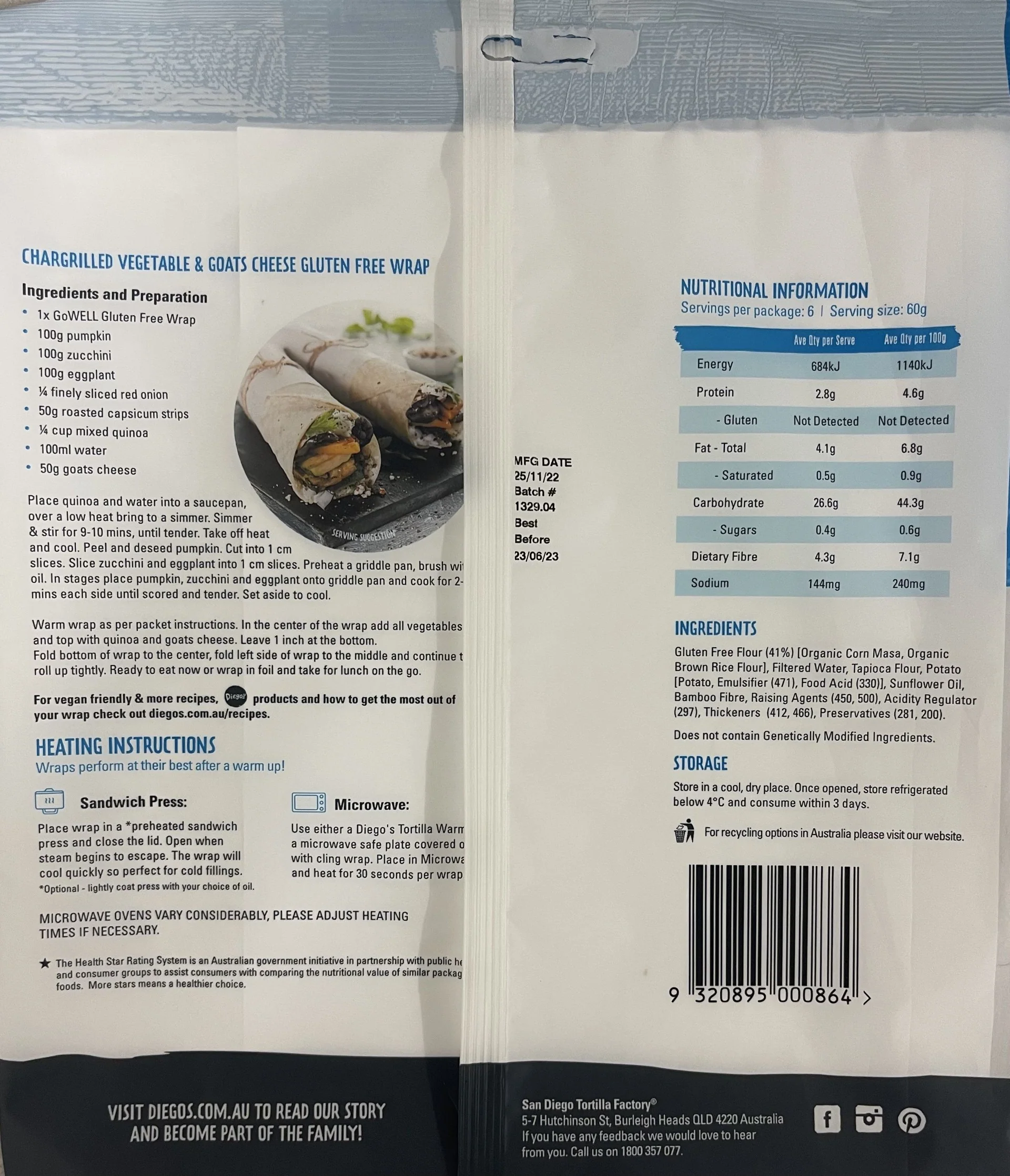 Diego's Gluten Free Wrap x6 360g - Image 2