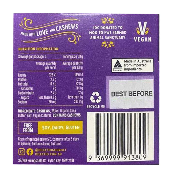 Dilectio Vegan Camembert Cheese 150g - Image 2
