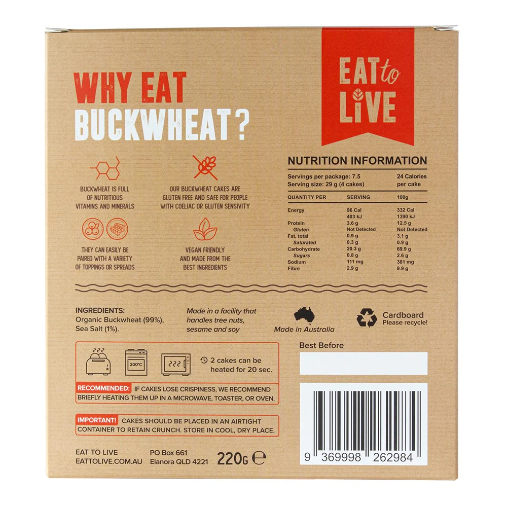 Eat To Love Buckwheat Cakes Original 220g - Image 4