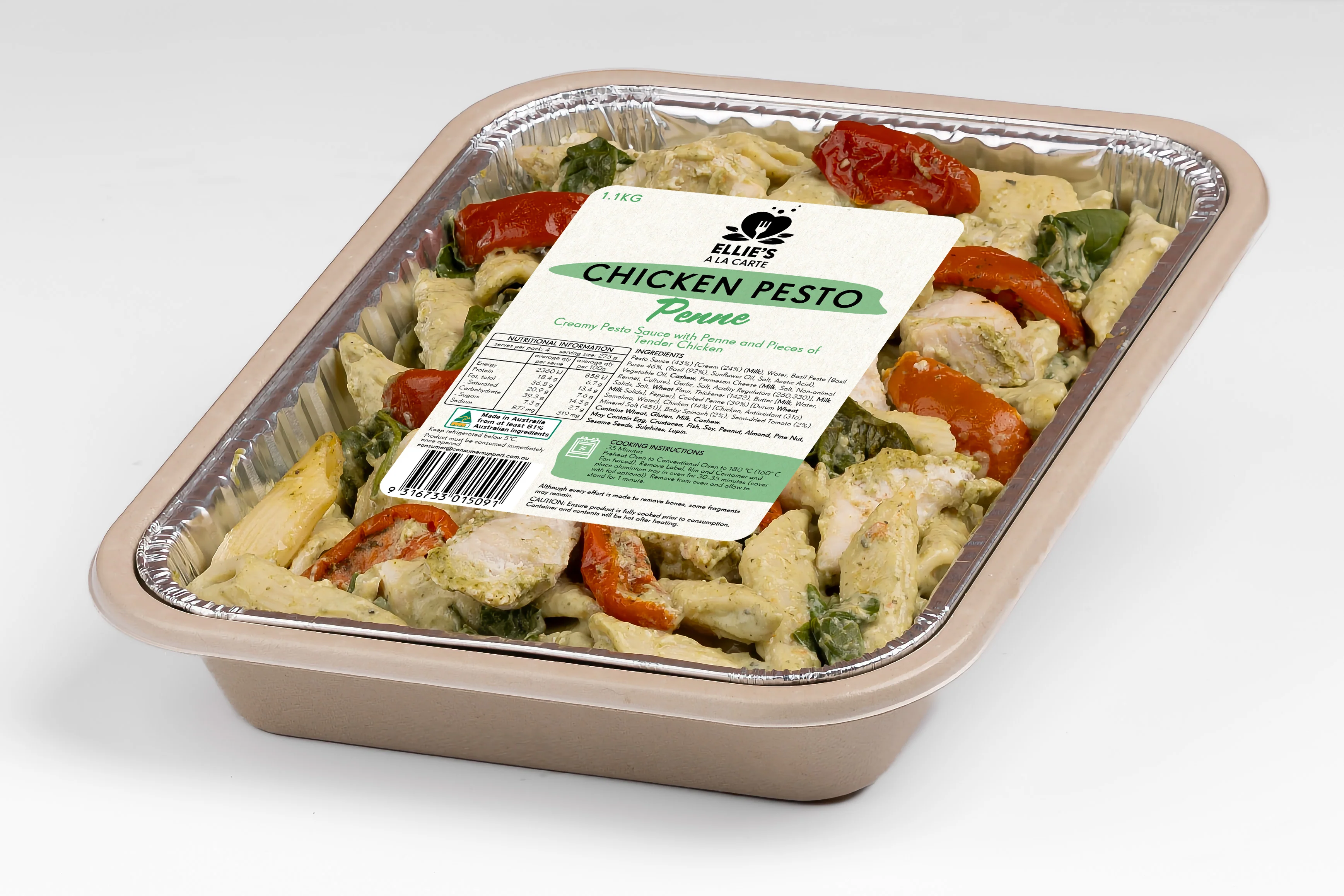 Ellies Ala Carte Chicken and Pesto Penne 1.1kg - Image 3