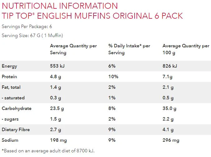 Tip Top English Muffins Original x6 400g - Image 3