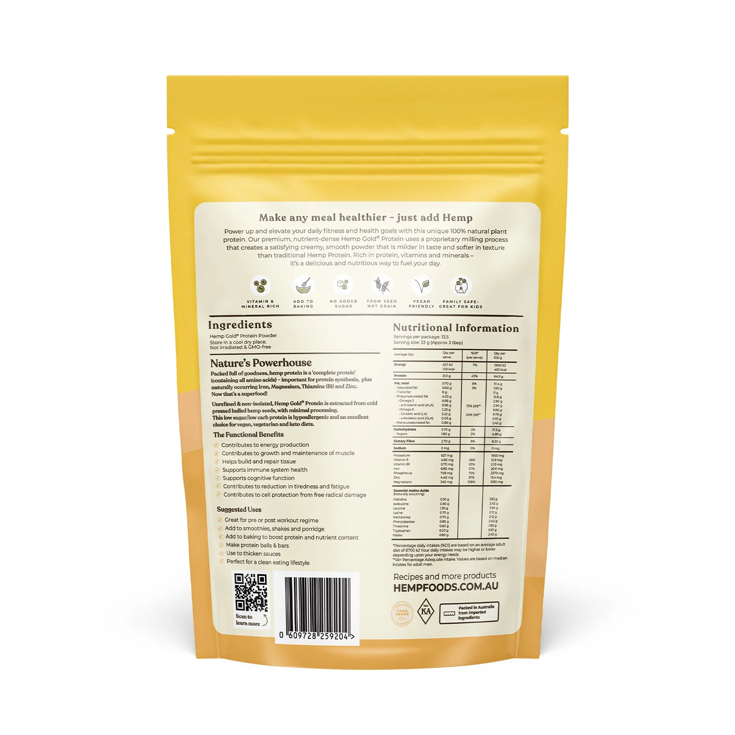 Hemp Foods Organic Hemp Gold Protein 450g - Image 2