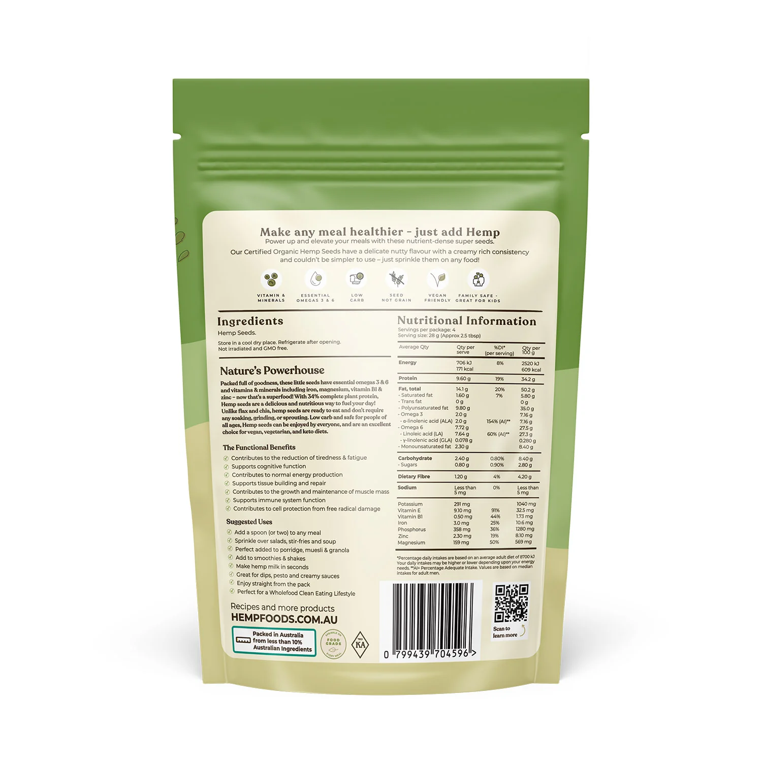 Hemp Foods Organic Hemp Seeds 114g - Image 2