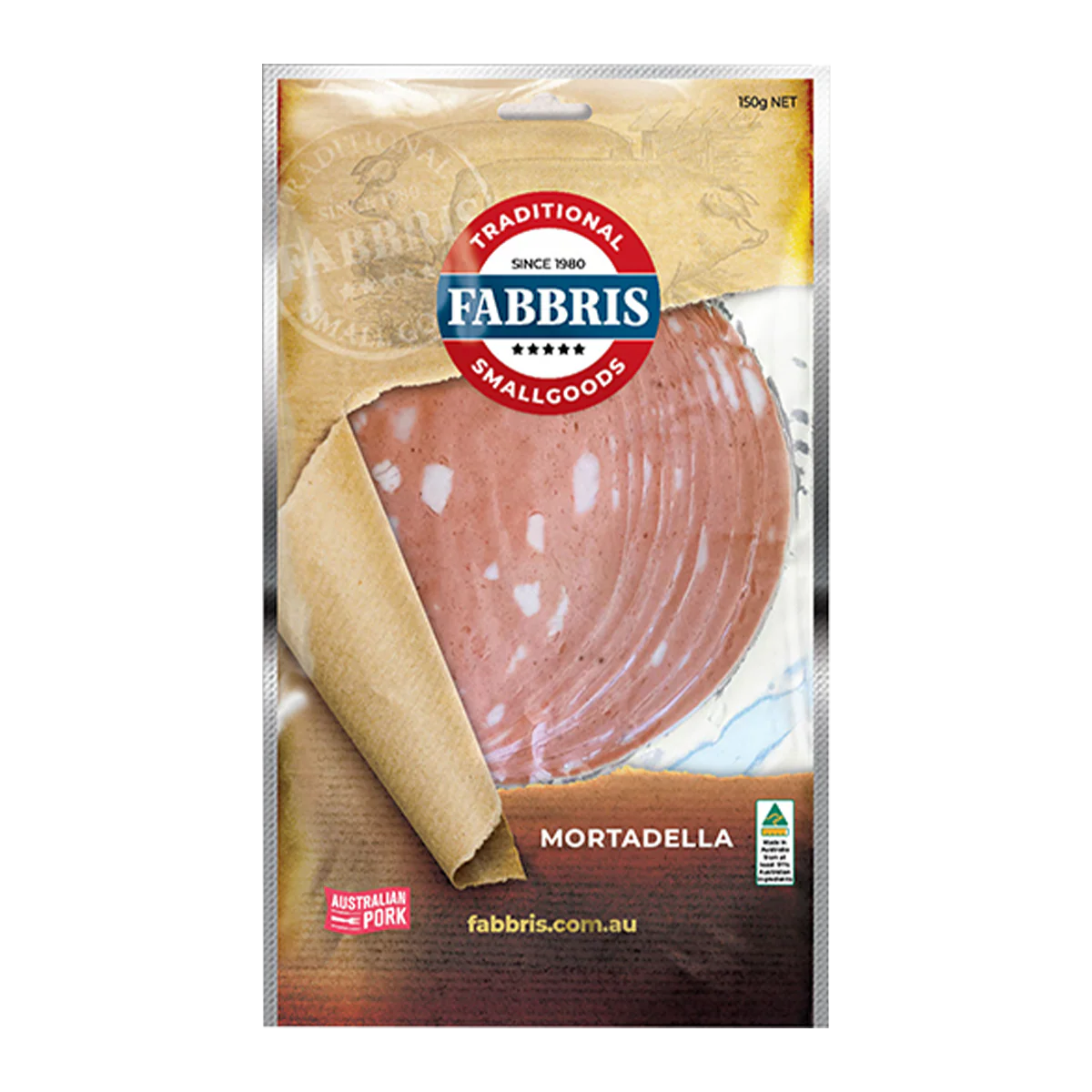 Fabbris Mortadella Plain Sliced 150g