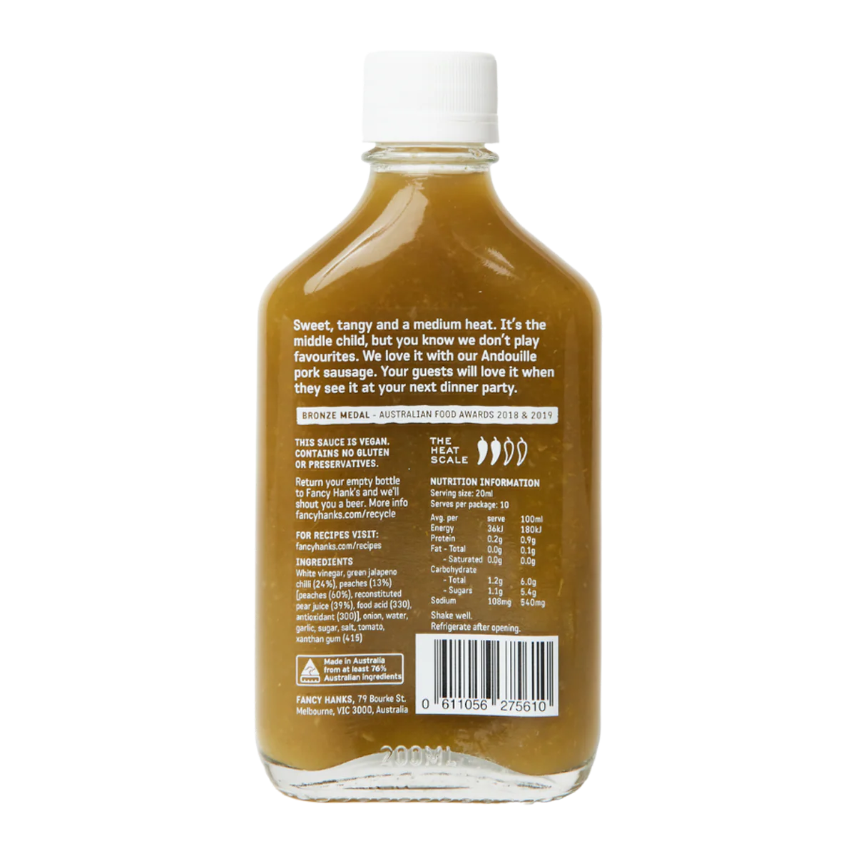 Fancy Hank's Jalapeno & Peach Hot Sauce 200ml - Image 2