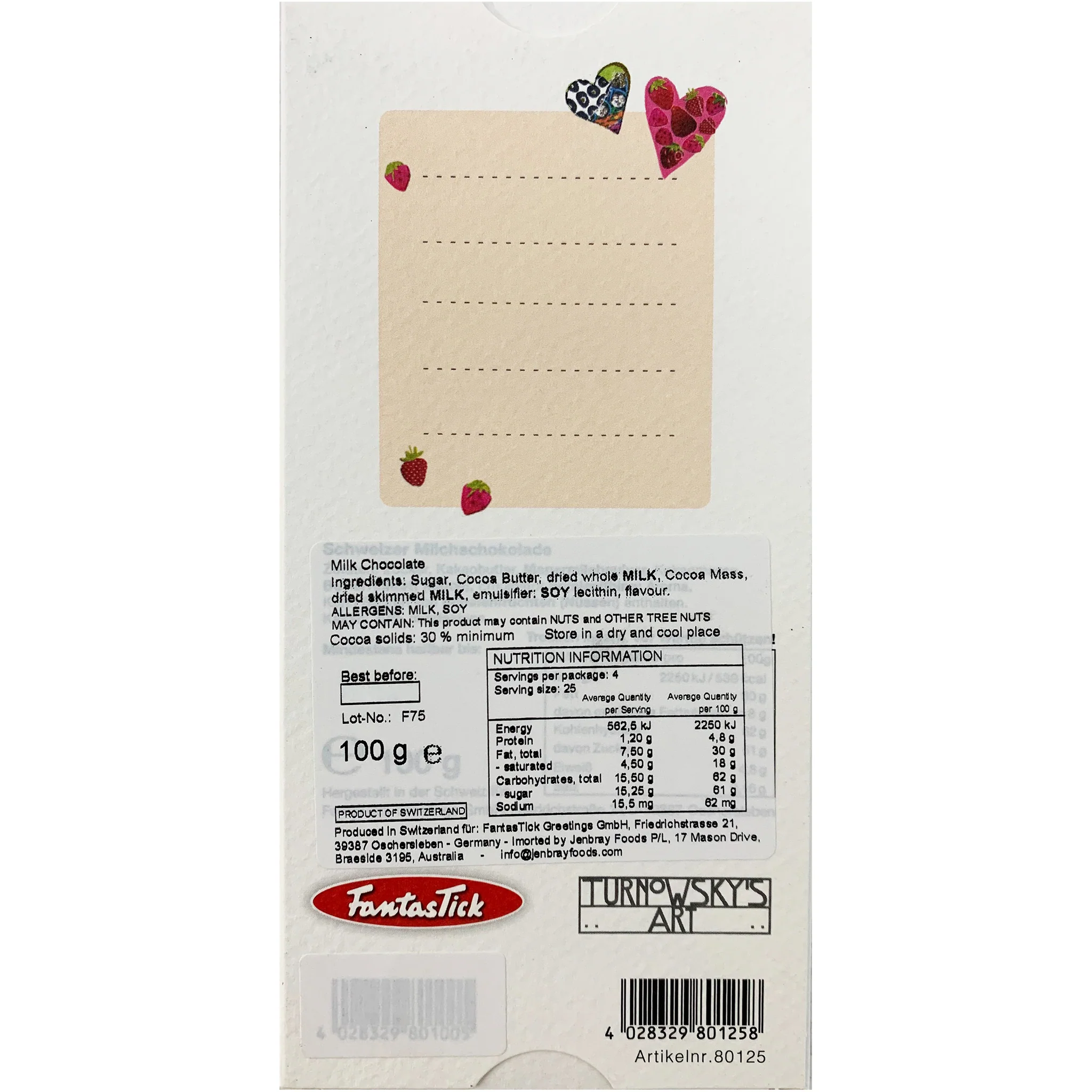 Fantastick Milk Chocolate Hearts 100g - Image 2