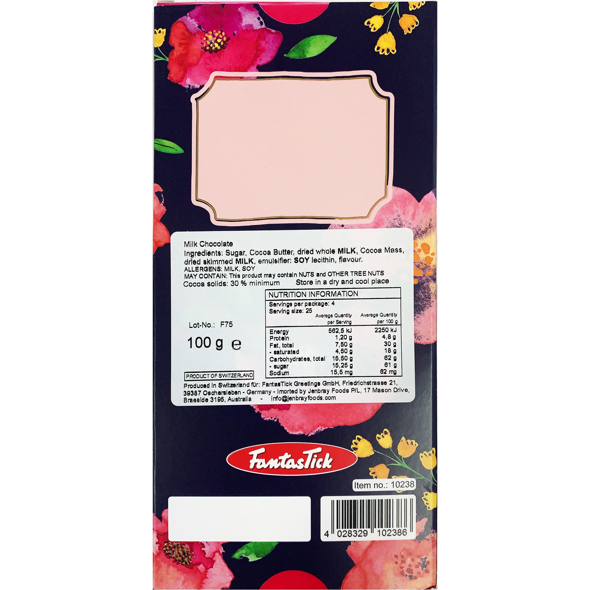 Fantastick Milk Chocolate Floral With Love 100g - Image 2