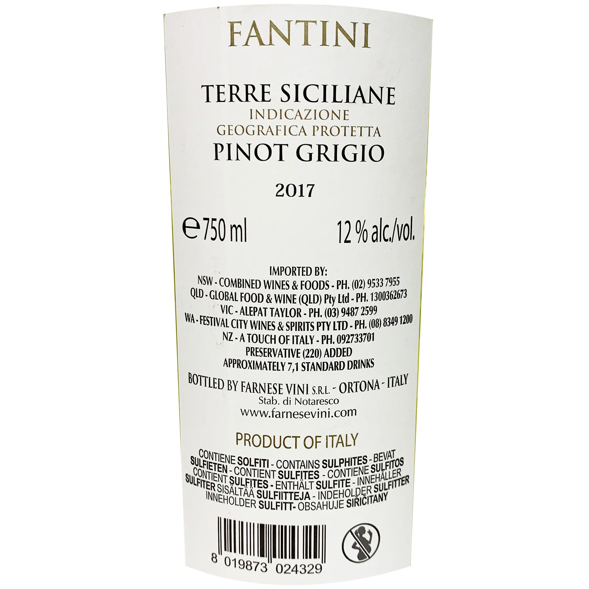 Fantini Farnese Pinot Grigio Italy 750ml - Image 2