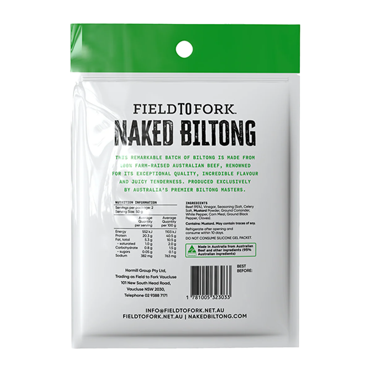 Field To Fork Traditional Sliced Biltong 100g - Image 2