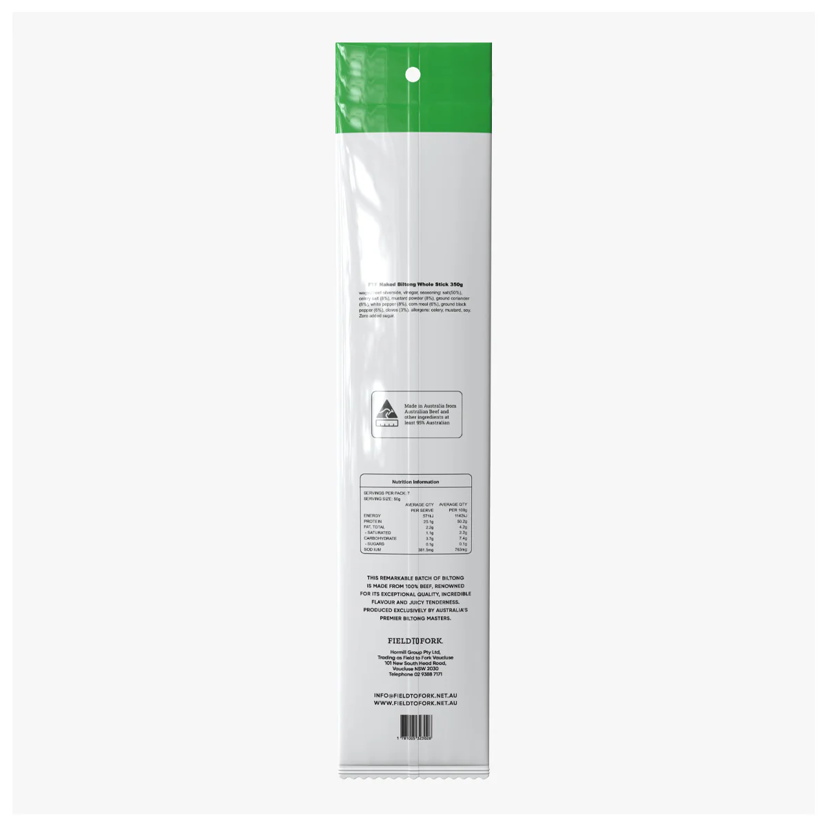 Field To Fork Traditional Whole Biltong Stick 350g - Image 2