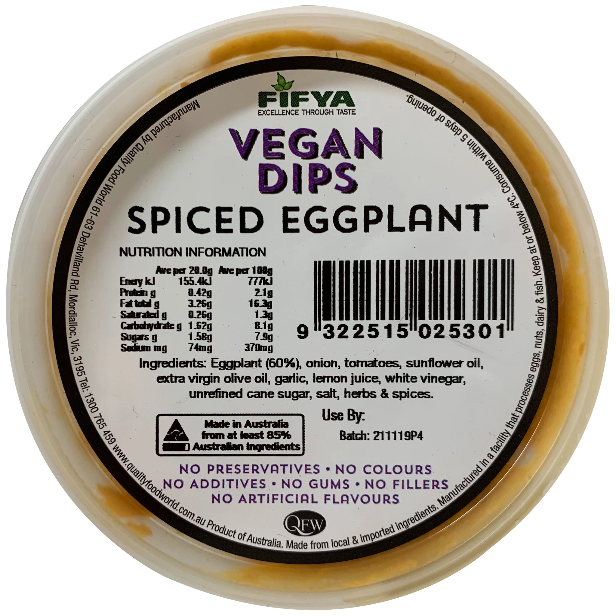 Fifya Vegan Spiced Eggplant Dips 250g - Image 2
