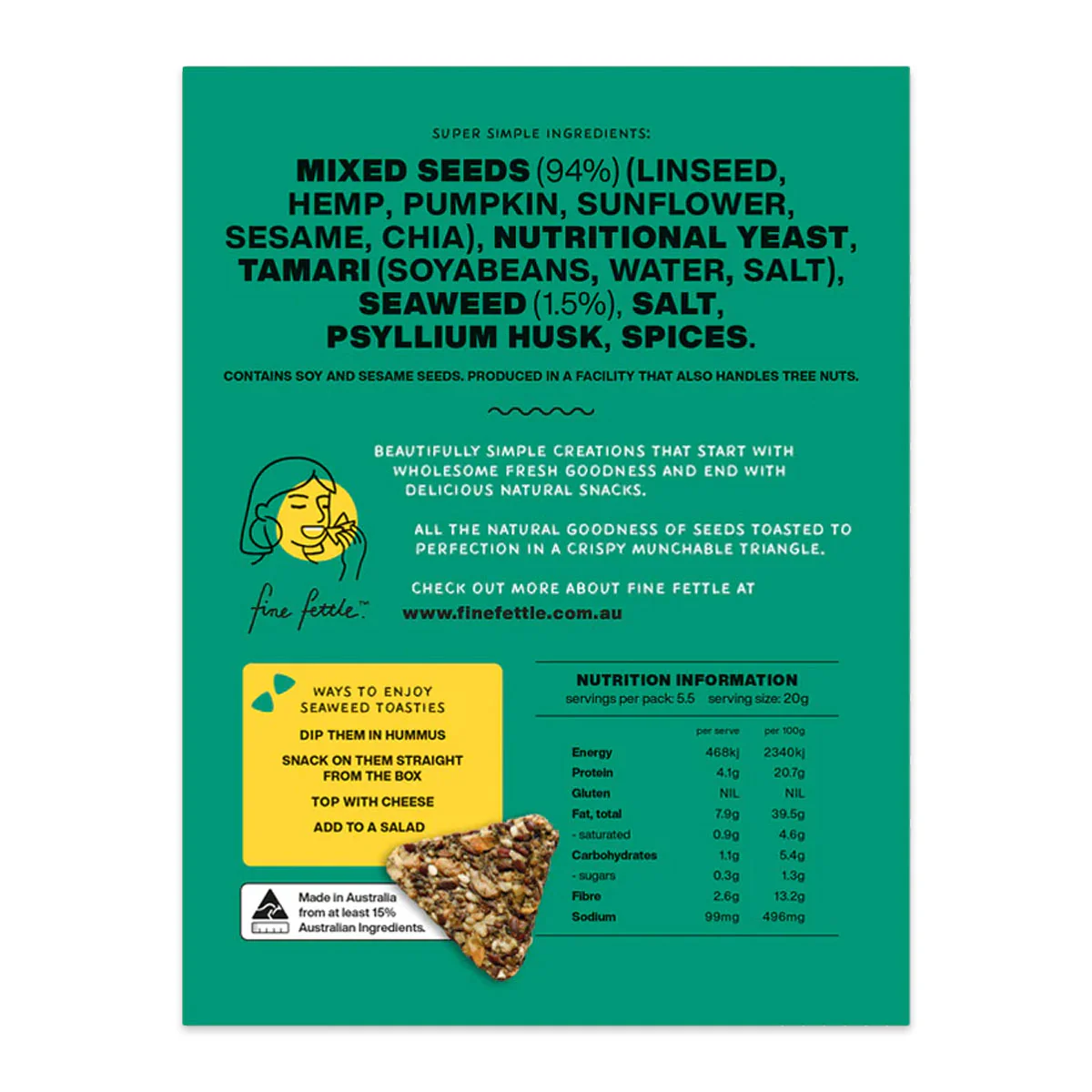 Fine Fettle Seaweed Toasties 110g - Image 2