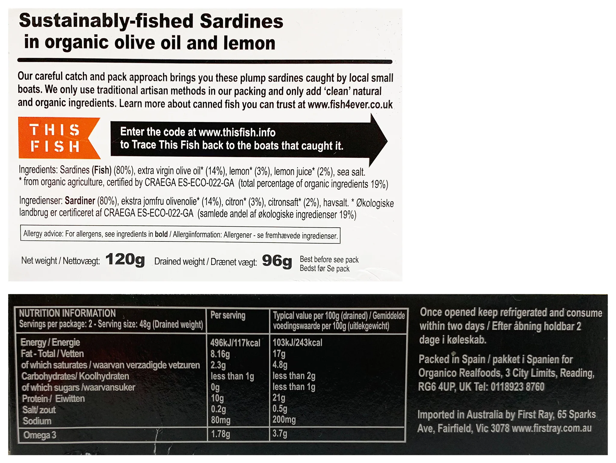 Fish4Ever Sardines In Organic Olive Oil and Lemon 120g - Image 2