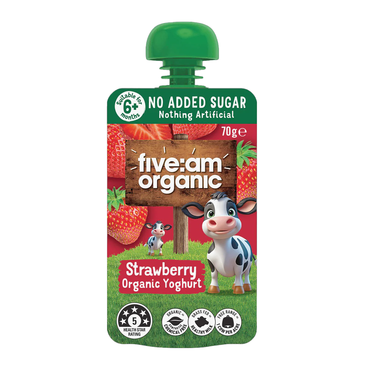 Five AM Strawberry Organic Yogurt 70g