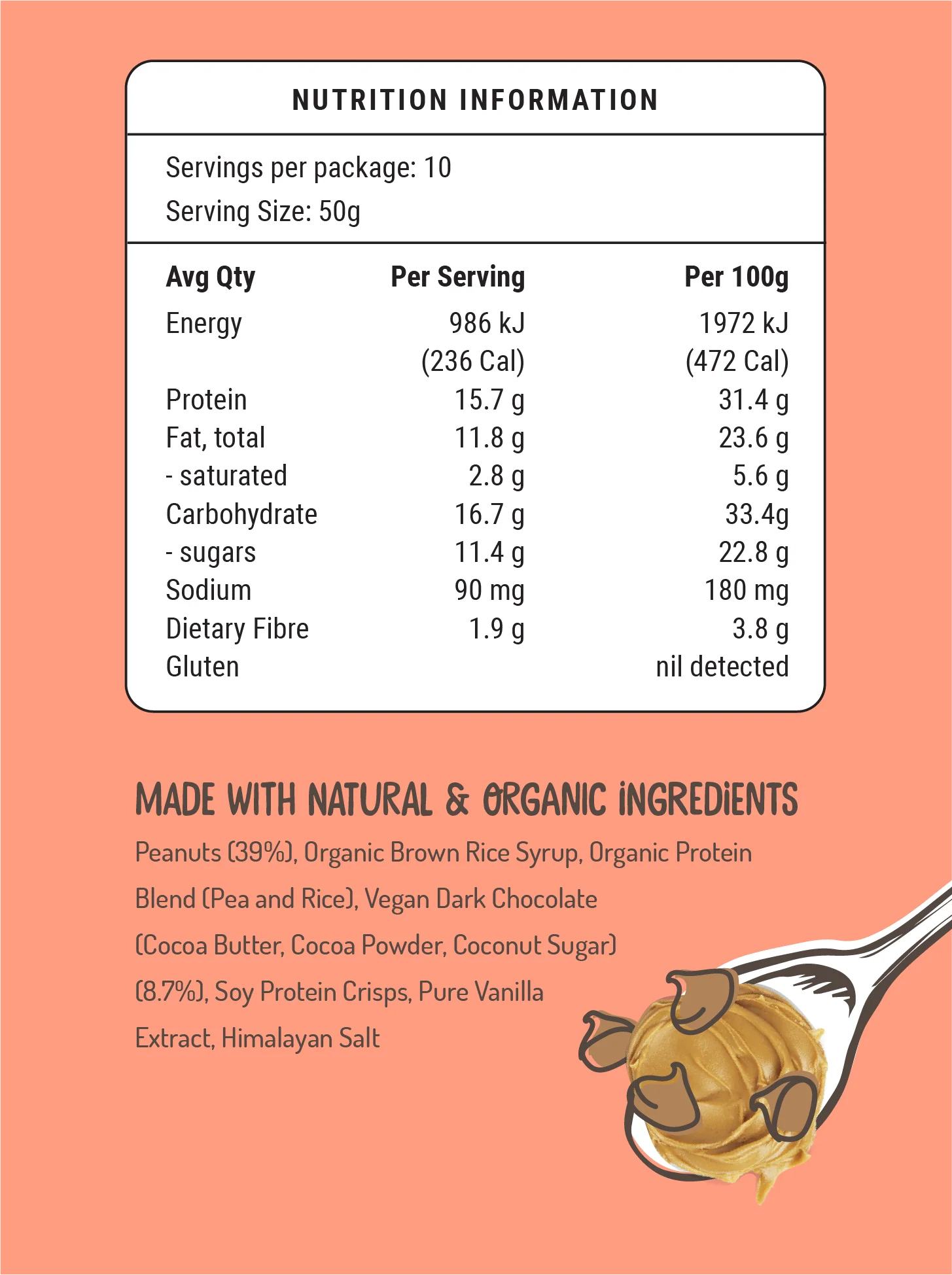 Fodbods Peanut Chocolate Protein Bar 50g - Image 2