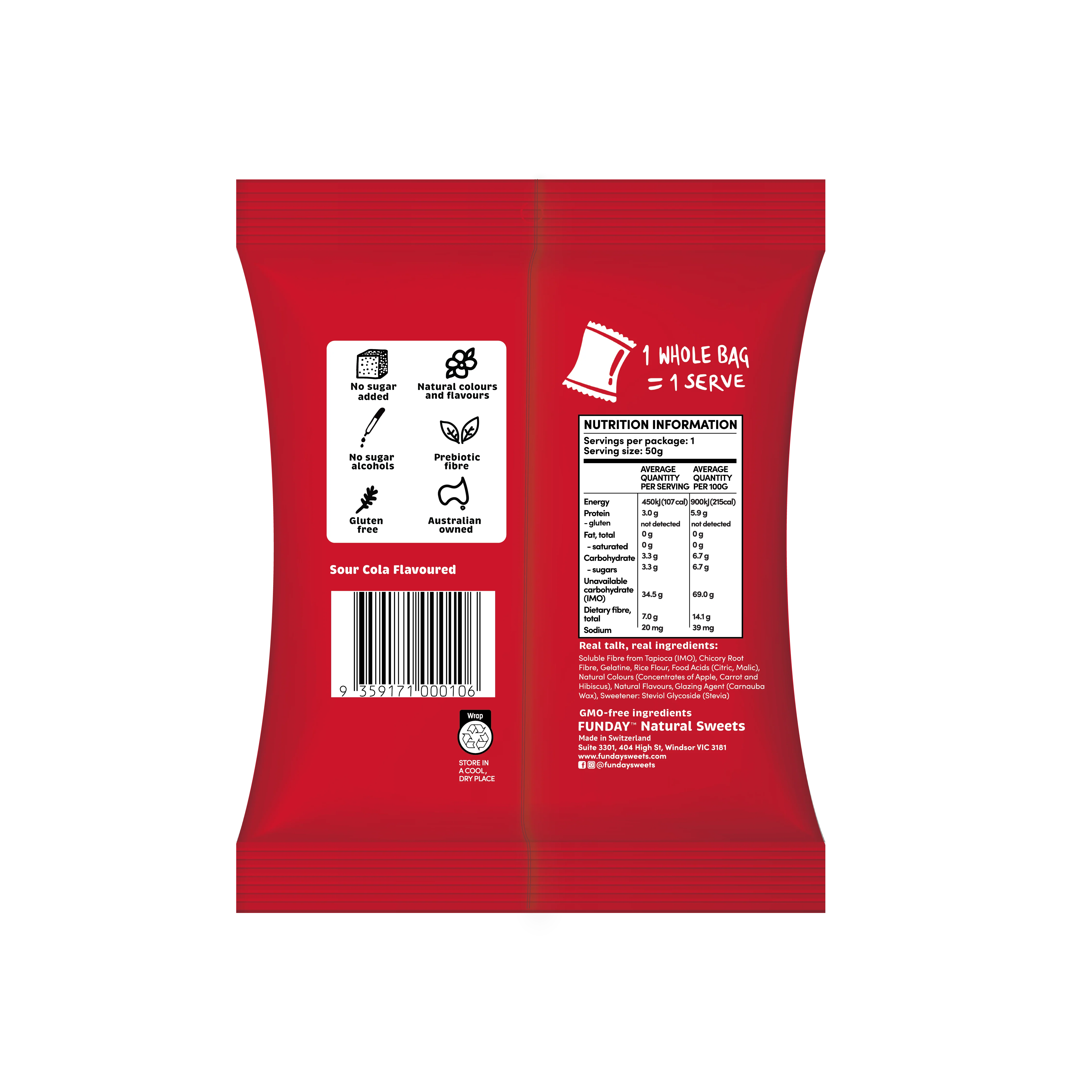 Funday Sour Cola Gummy Bottes 50g - Image 2