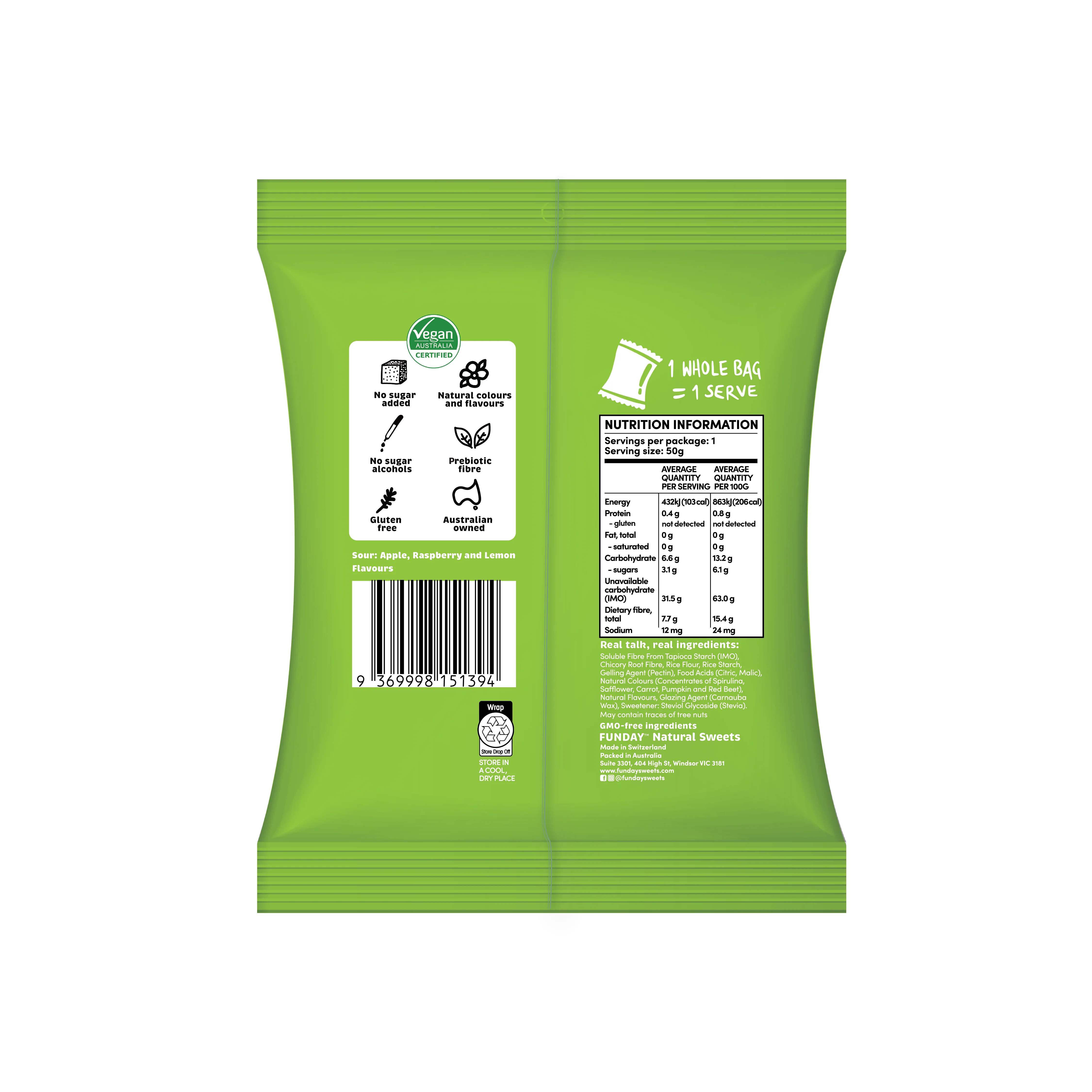 Funday Sour Vegan Gummy Bears 50g - Image 2