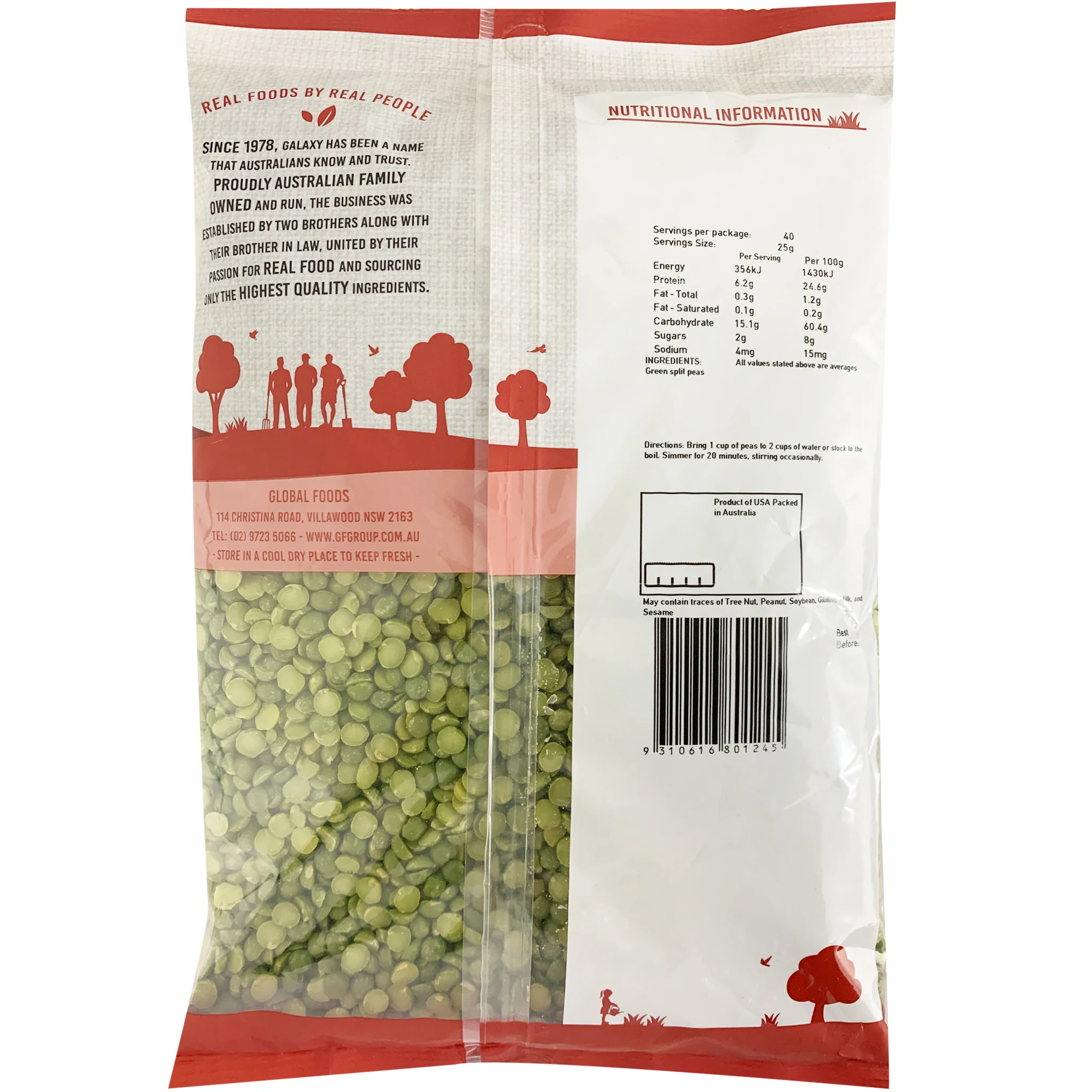 Galaxy Green Split Peas 1kg - Image 2