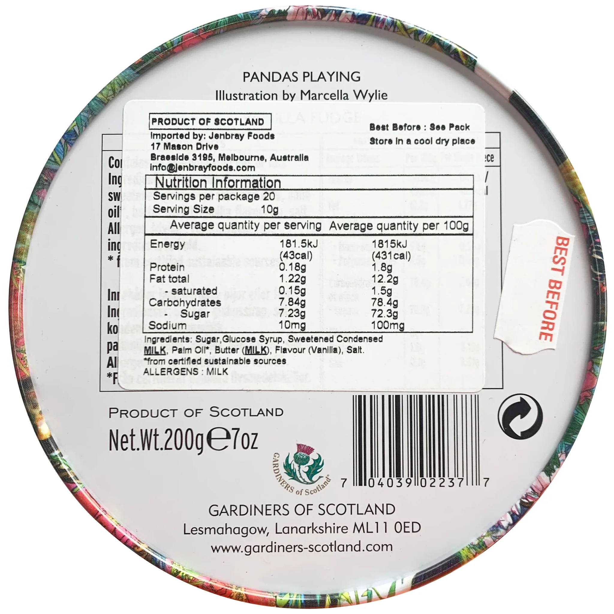 Gardiners of Scotland Vanilla Fudge Pandas Playing Tin 200g - Image 2