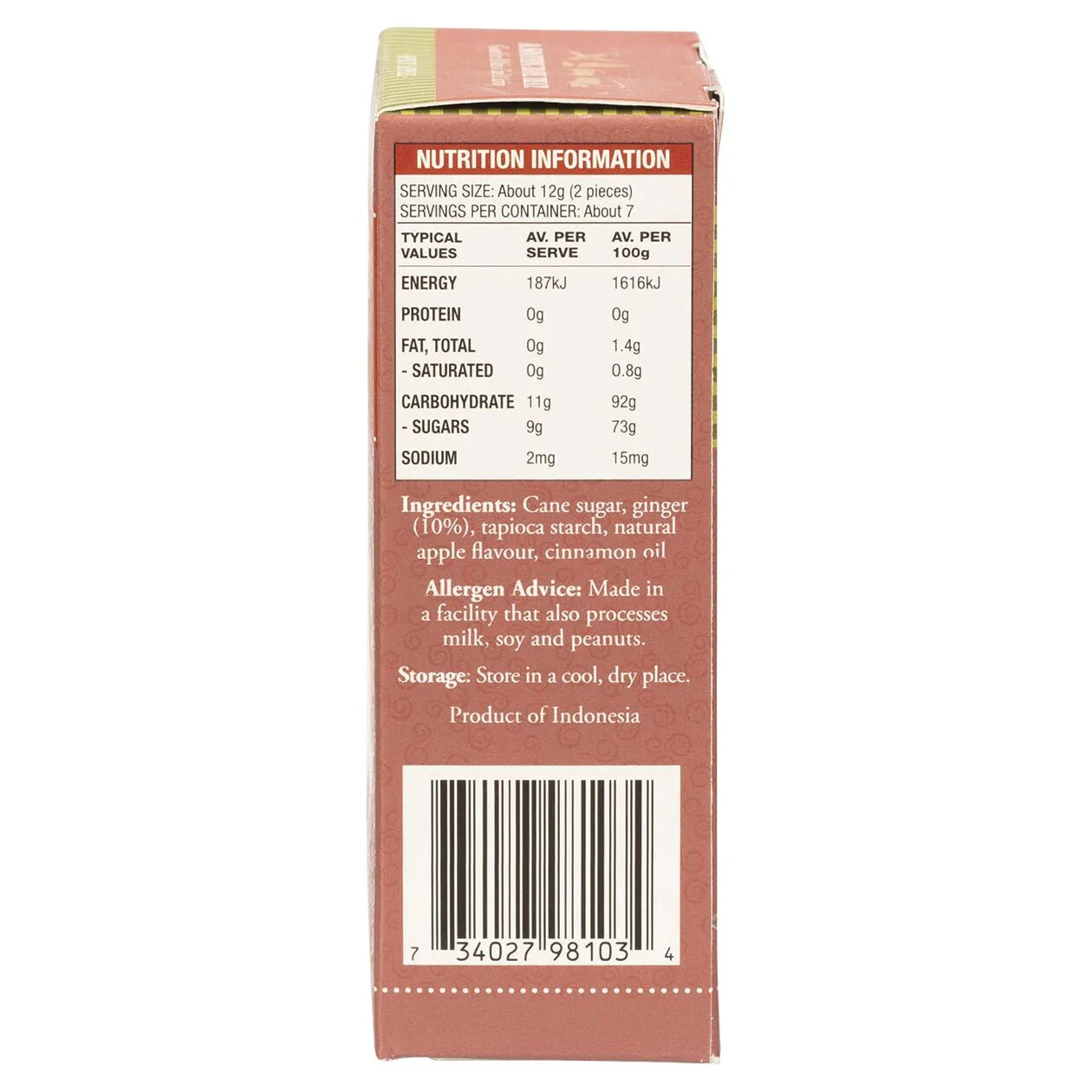 Gin Gins Chewy Ginger Apple Candy 84g - Image 2