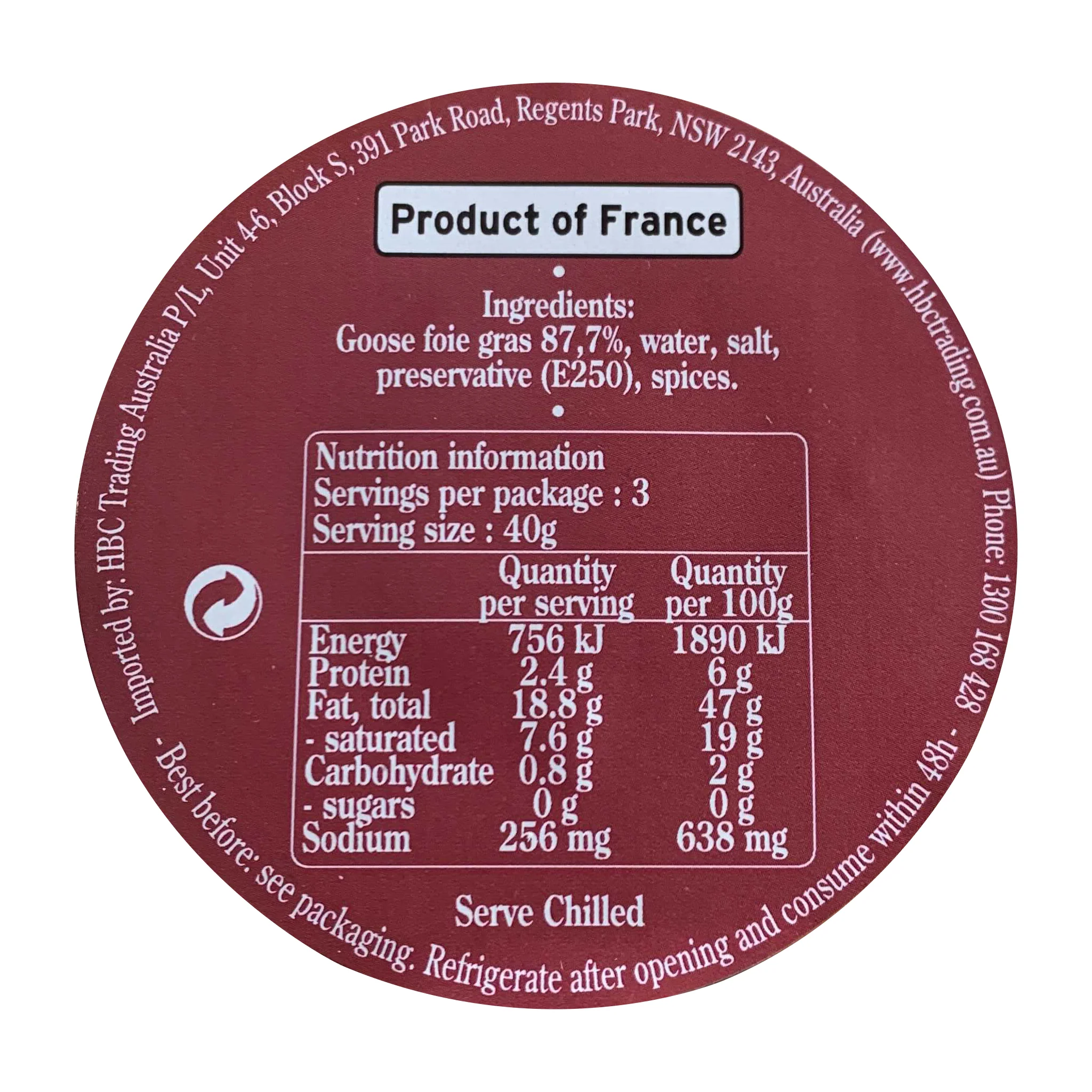 Godard Chambon and Marrel Block of Goose Foie Gras 125g - Image 2