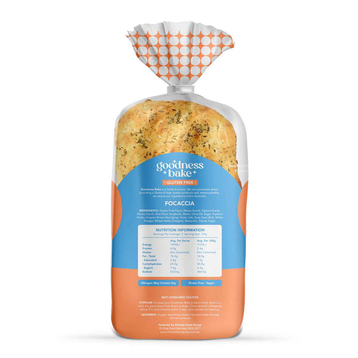 Goodness Bake Gluten Free Focaccia x 3 - Image 2