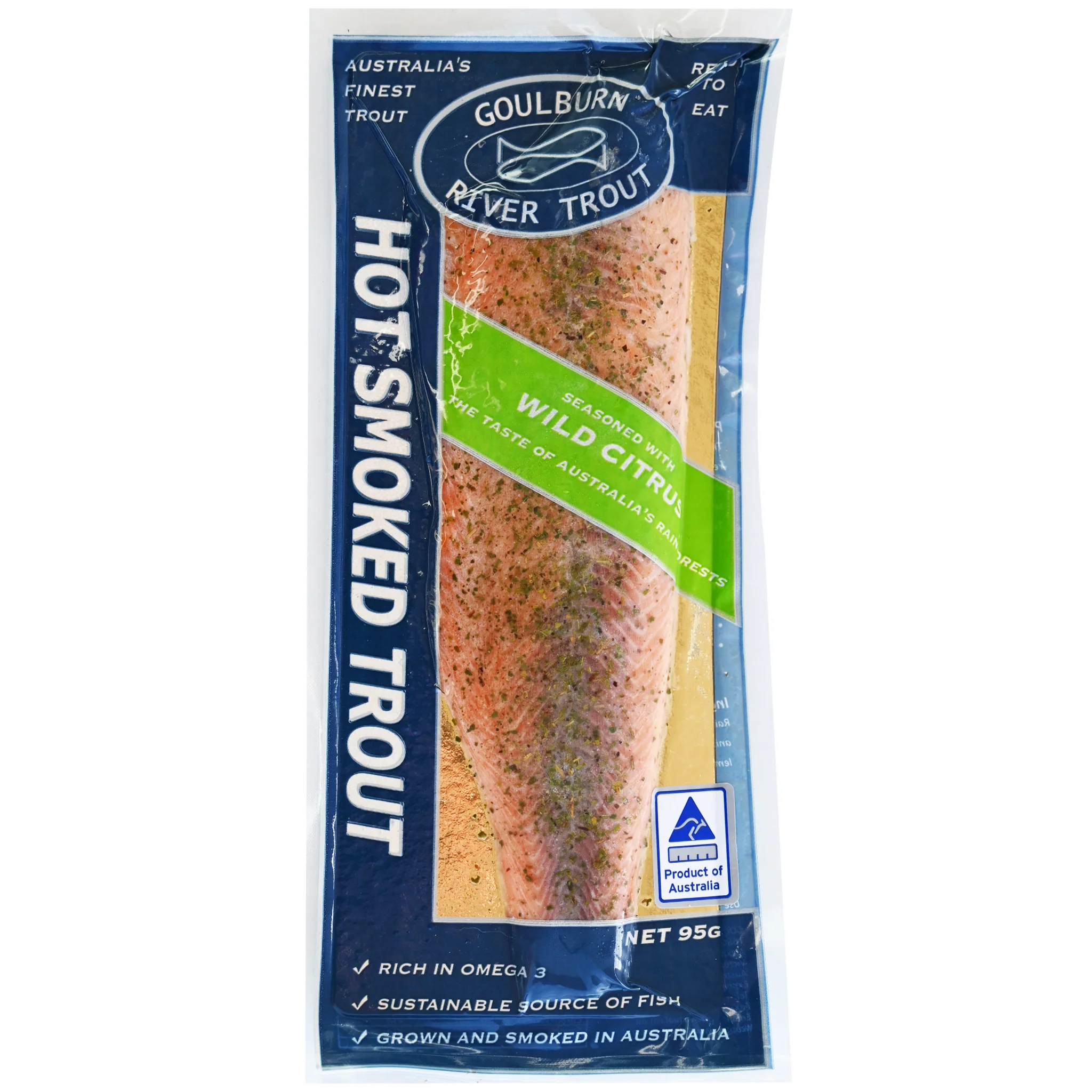 Goulburn River Trout Wild Citrus Hot Smoked Fillet 95g