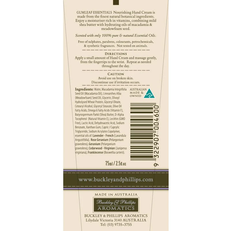 Gumleaf Essentials Relaxing Hand Cream 75ml - Image 2