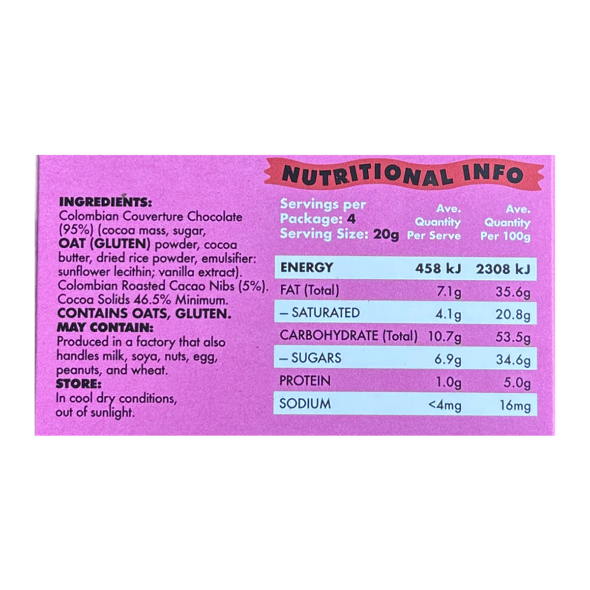 Happi Oat Milk Chocolate Block Nib 80g - Image 2