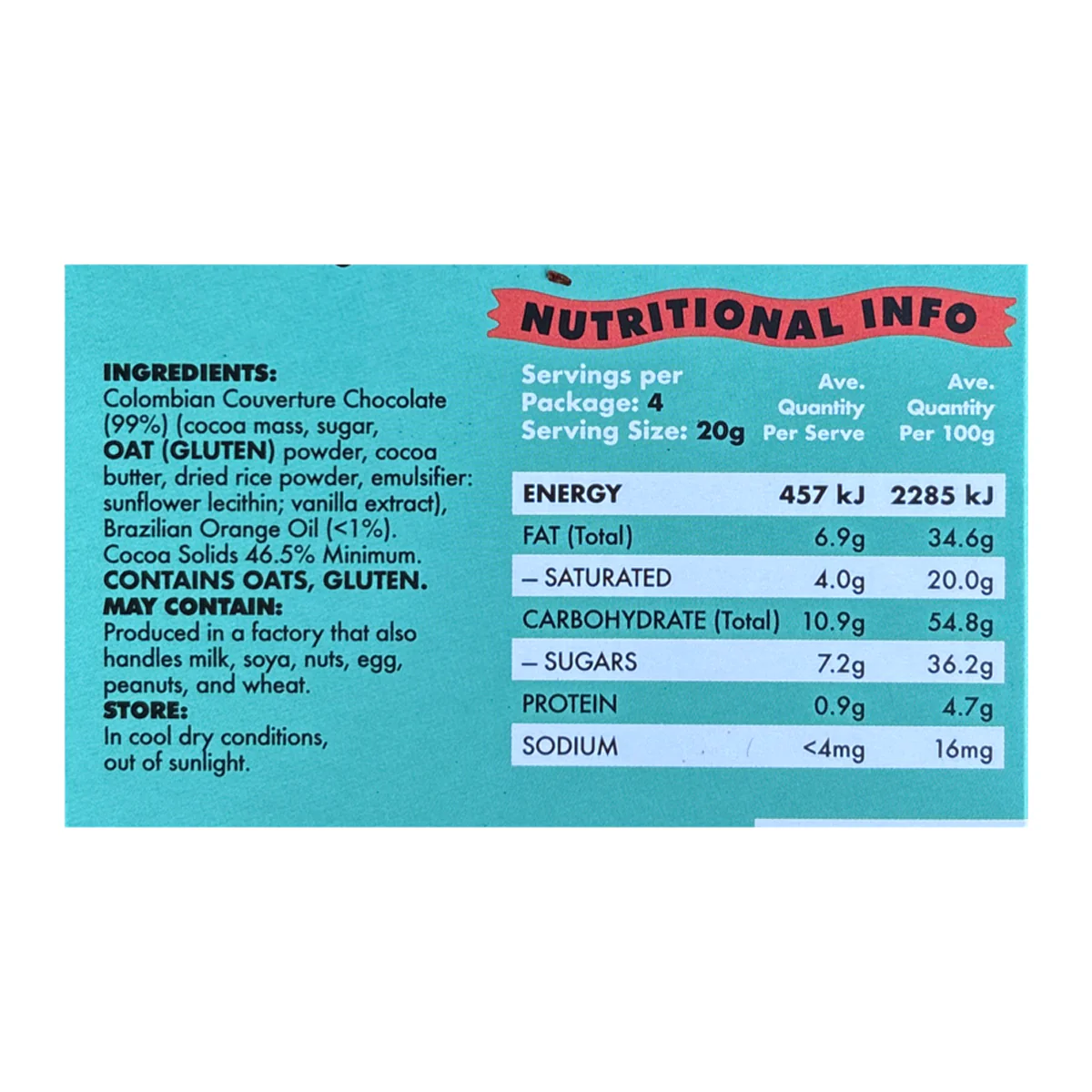 Happi Oat Orange Oat Milk Chocolate 80g - Image 2