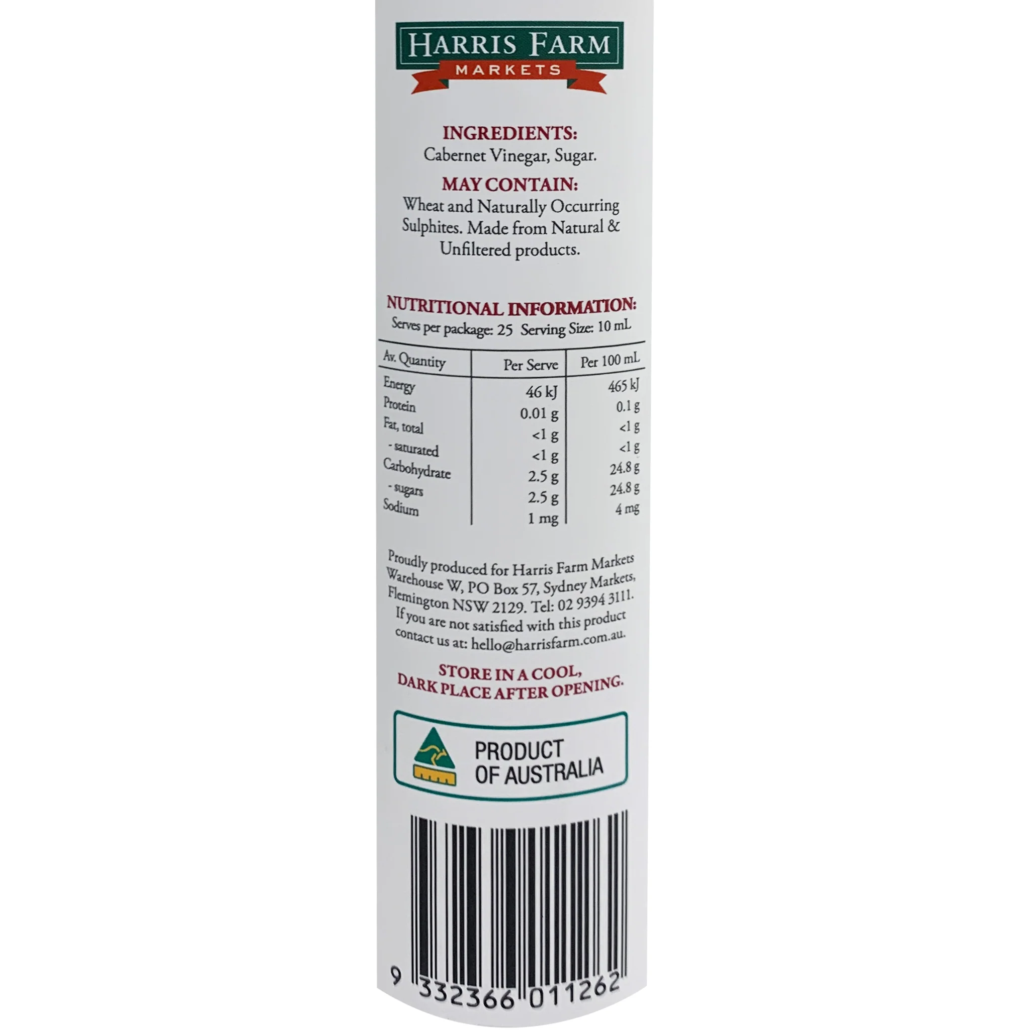 Harris Farm Barrel Cabernet Vinegar 250ml - Image 2