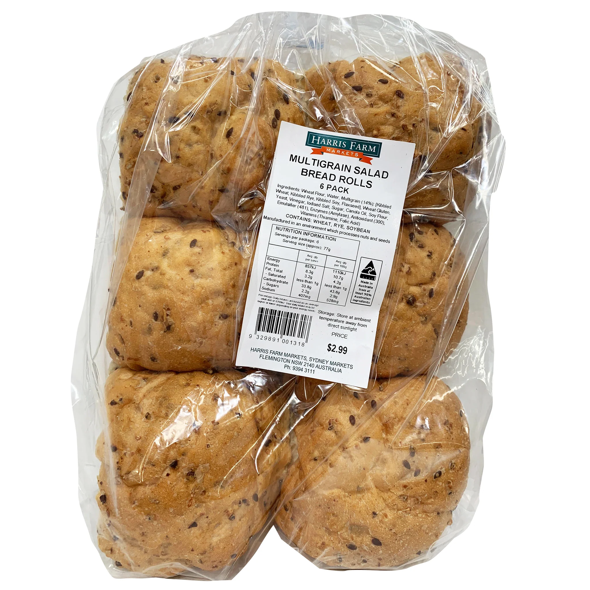 Harris Farm Multigrain Bread Rolls x6 - Image 2