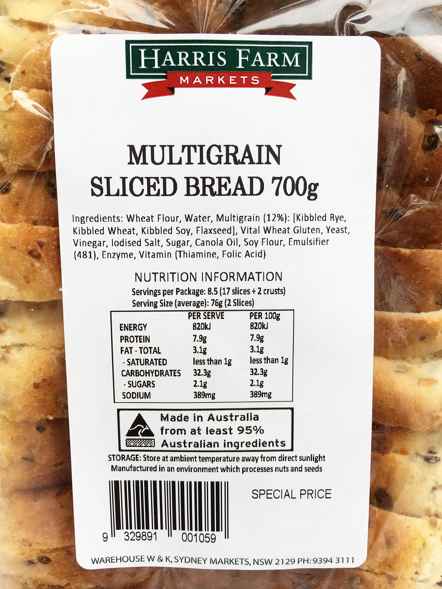 Harris Farm Sliced Bread Multigrain 700g - Image 5