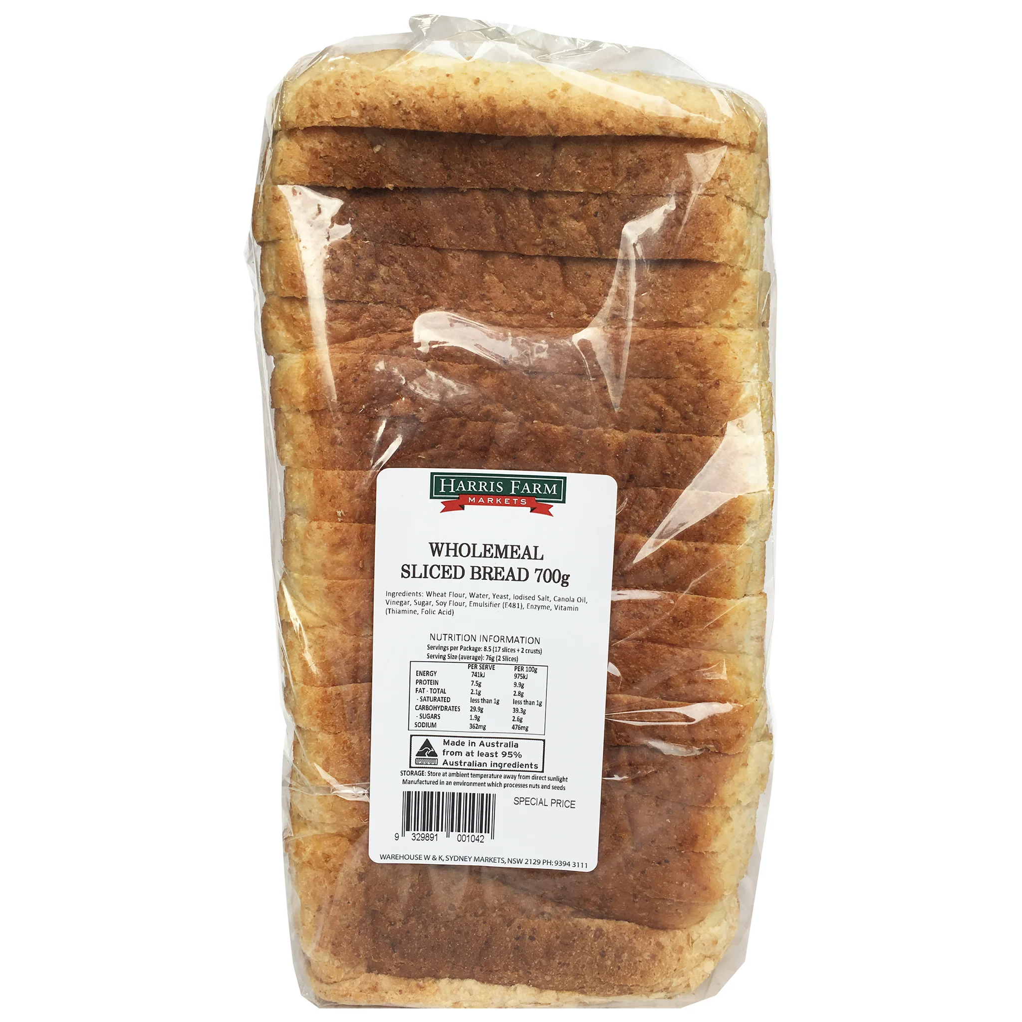 Harris Farm Sliced Wholemeal Bread 700g - Image 2