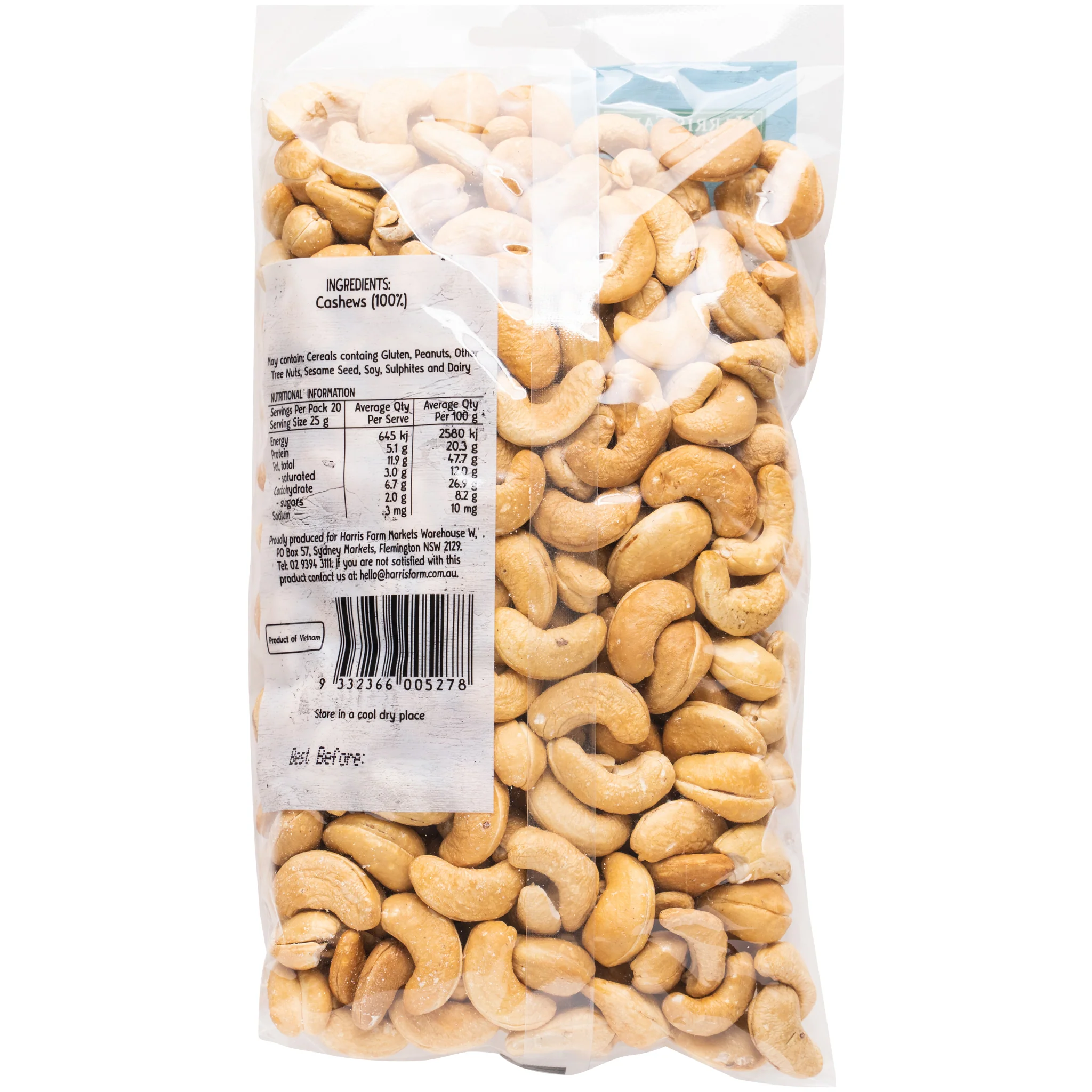 Harris Farm Cashews Dry Roasted 500g - Image 2